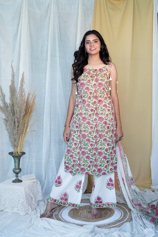 Gulab Vatika – Hand Block Printed Kurta Set
