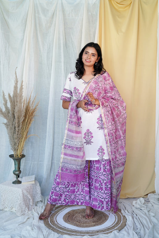 Lilac Tales Block Printed Suit Set