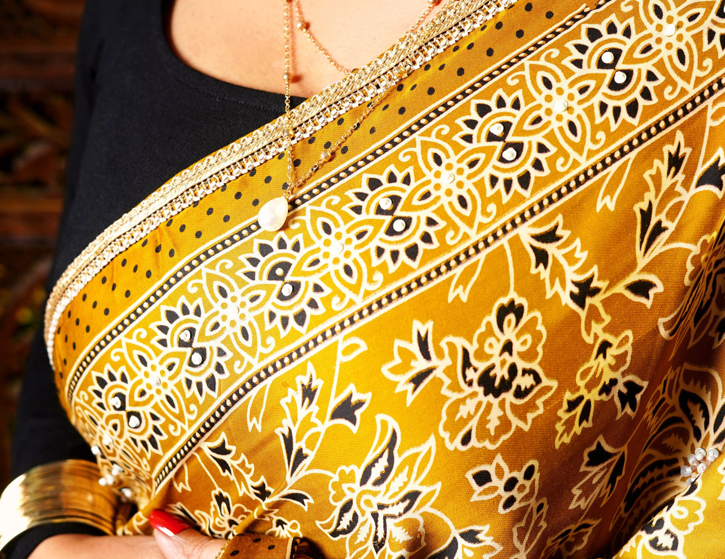 Haldi Hues - Block Printed Ajrakh Saree