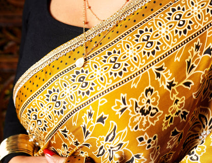 Haldi Hues - Block Printed Ajrakh Saree
