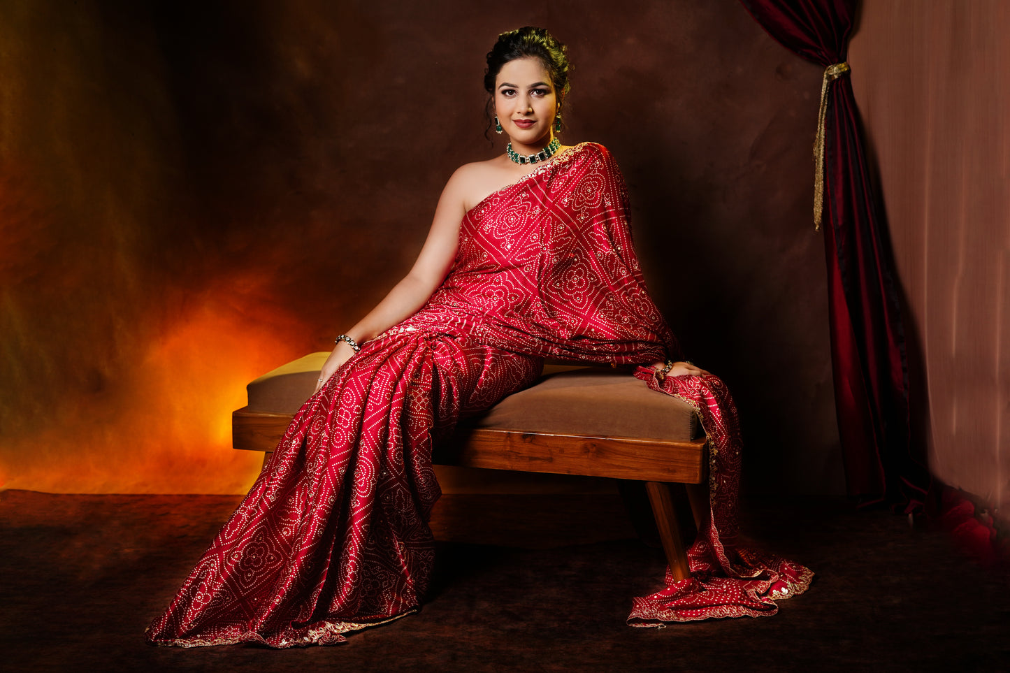 Maroon Mirage - Crepe Silk Saree with Handwork