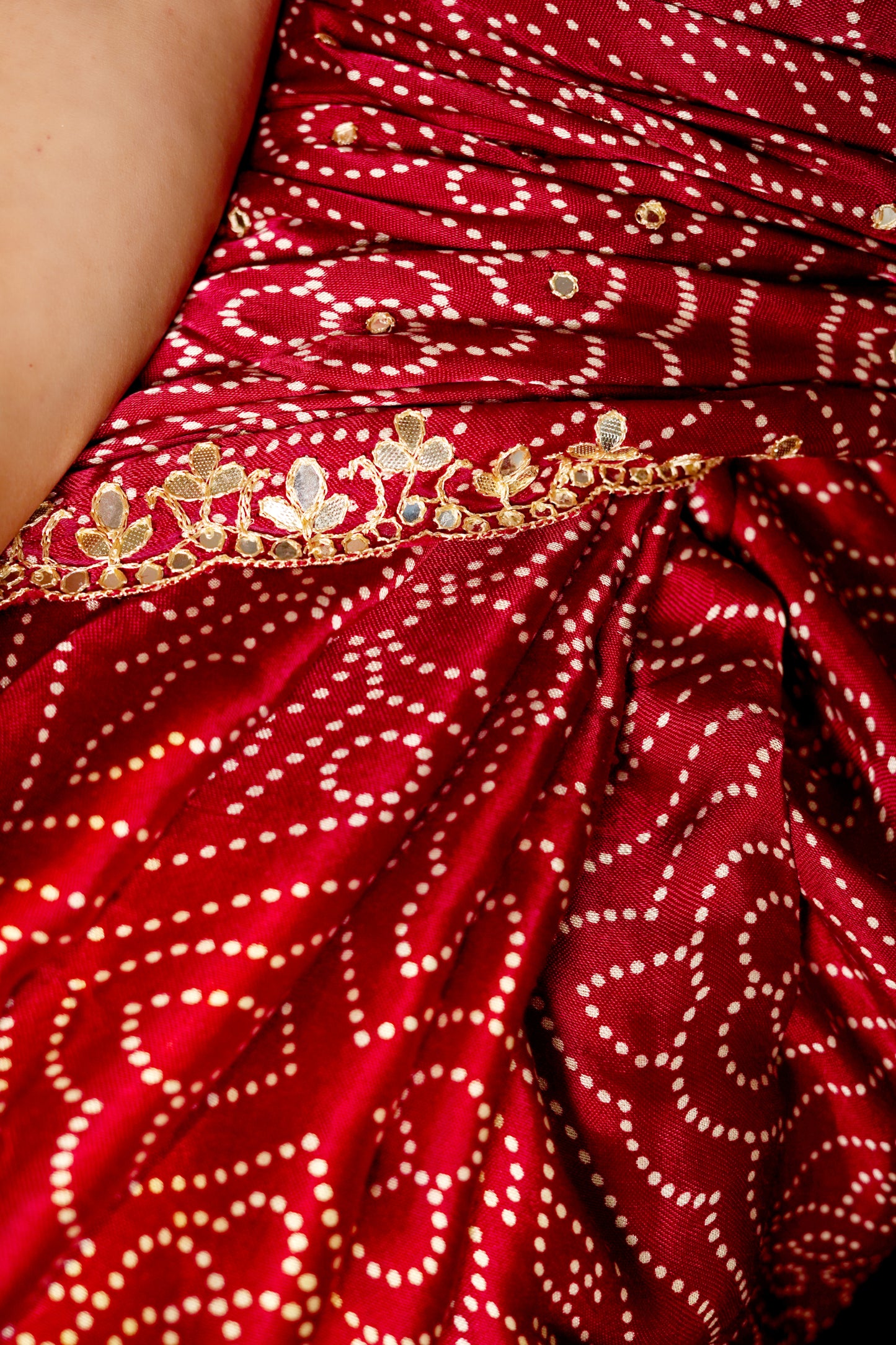 Maroon Mirage - Crepe Silk Saree with Handwork