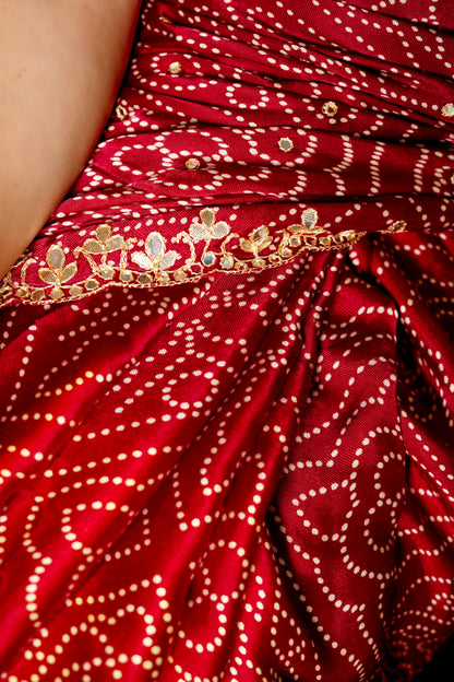 Maroon Mirage - Crepe Silk Saree with Handwork