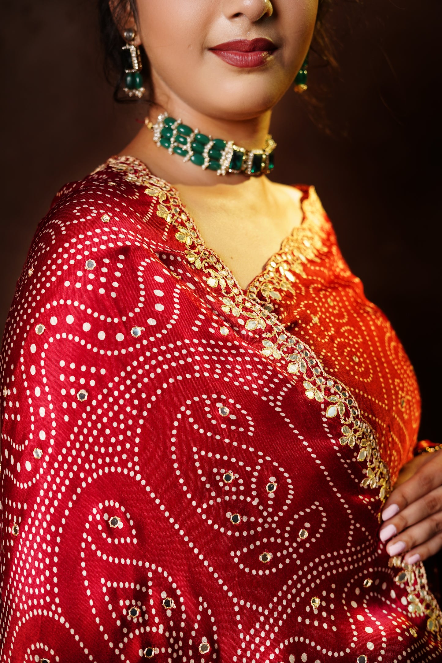 Maroon Mirage - Crepe Silk Saree with Handwork