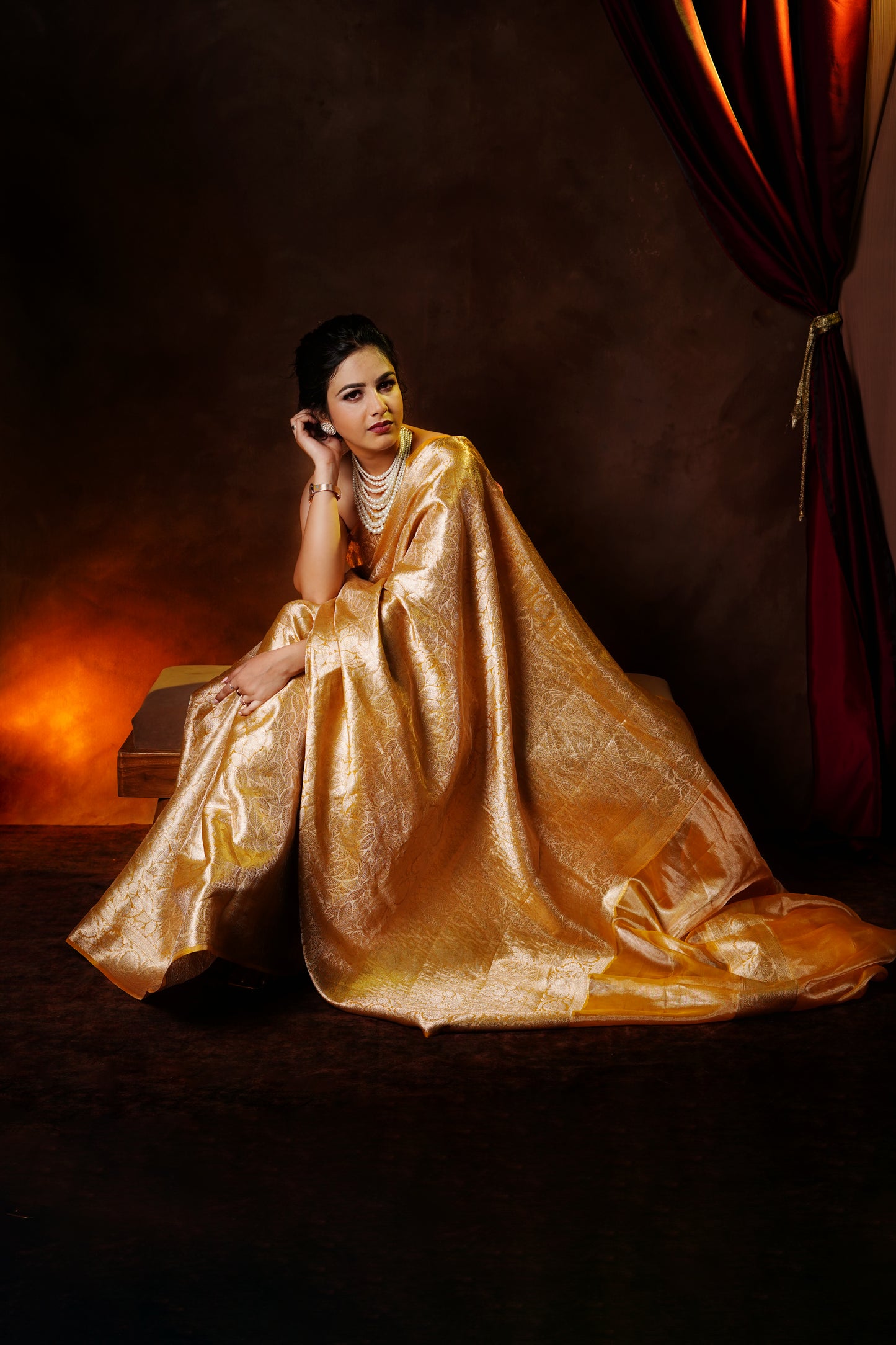 Golden Era Banarasi Golden Tissue Brocade Saree