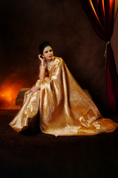 Golden Era Banarasi Golden Tissue Brocade Saree