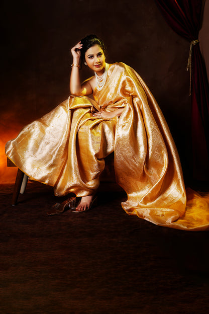 Golden Era Banarasi Golden Tissue Brocade Saree