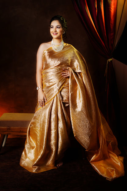 Golden Era Banarasi Golden Tissue Brocade Saree